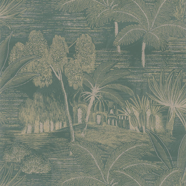 Baharia-Tapete-Casamance-Vert de Gris/Doré-Rolle-76141220-Selected Wallpapers