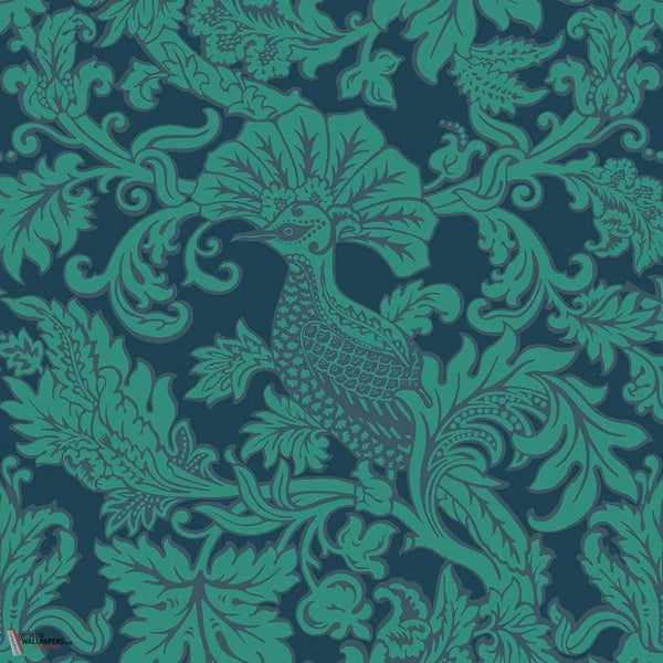 Balabina wallpaper-Cole & Son-Teal on midnight-Roll-Selected Wallpapers-Interiors
