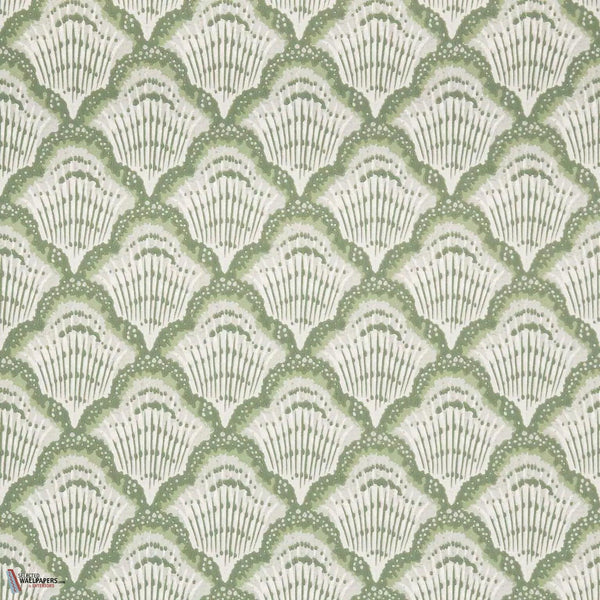 Calico Shell wallpaper-1838 wallcoverings-Verde-Roll-Selected Wallpapers-Interiors