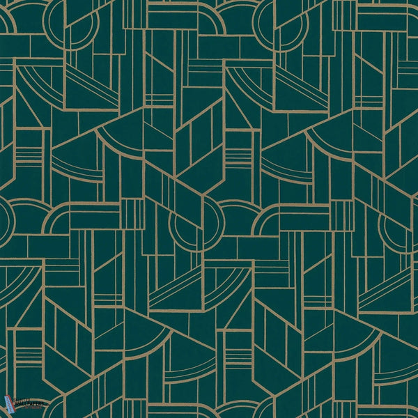 Cinétique-Casamance-wallpaper-Vert Canard/Dore-Roll-Selected Wallpapers