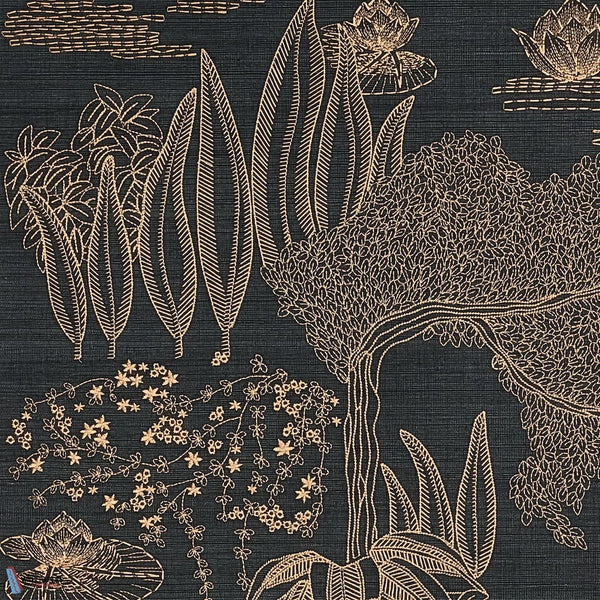 Hasu-Casamance-behang-Noire Cuivre-Meter (M1)-Selected Wallpapers