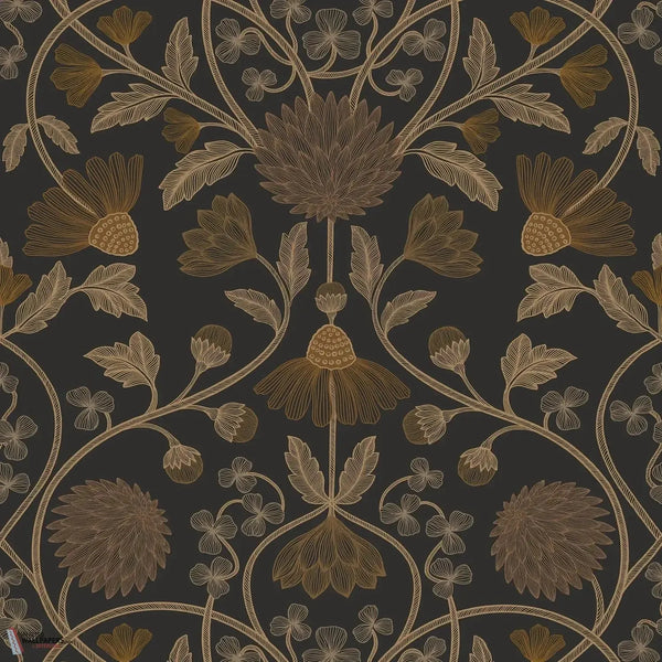 Hippolyte wallpaper-Casamance-Noir/Dore-Roll-Selected Wallpapers-Interiors