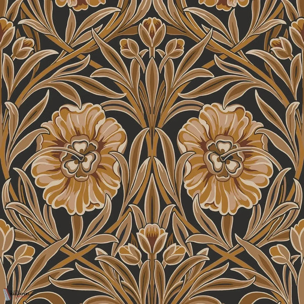 Isadora wallpaper-Casamance-Noir/Dore-Roll-Selected Wallpapers-Interiors