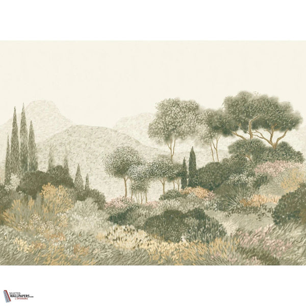 Maquis Corse wallpaper-Casamance-Kaki/Poudre-Set-Selected-Wallpapers-Interiors