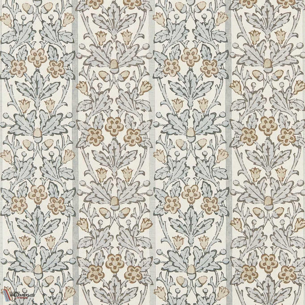 Oak & Blossom wallpaper-Morris & Co-Mineral Blue/Linen-Roll-Selected Wallpapers-Interiors