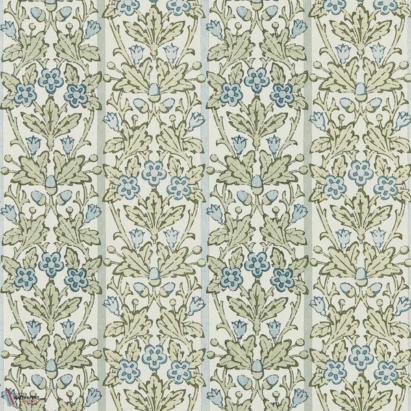 Oak & Blossom wallpaper-Morris & Co-Thyme/Woad-Roll-Selected Wallpapers-Interiors