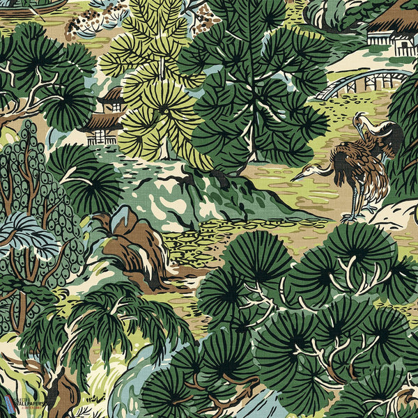 Pagoda Trees-Thibaut-Brown and Green-Roll-Selected-Wallpapers-Interiors