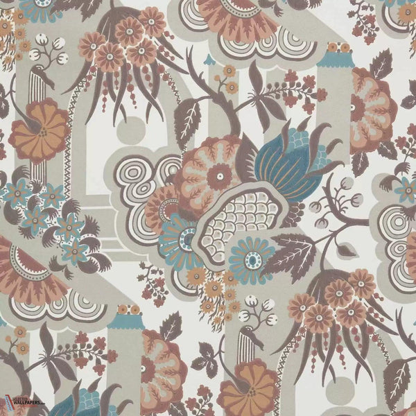Pineapple Garden wallpaper-1838 wallcoverings-Apricot-Roll-Selected Wallpapers-Interiors