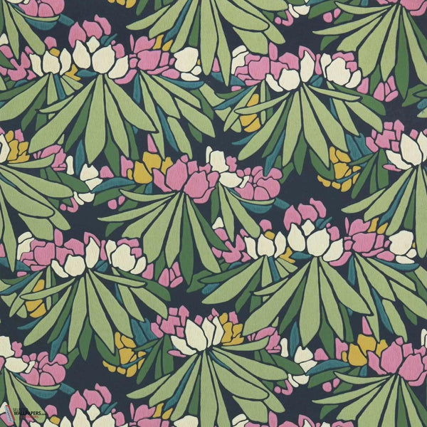 Rhododendron wallpaper-1838 wallcoverings-Magenta-Roll-Selected Wallpapers-Interiors