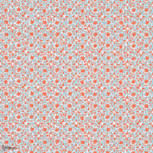 Sand dollar Tapete-Thibaut-Coral and blue-Rolle-Selected Wallpapers-Interiors