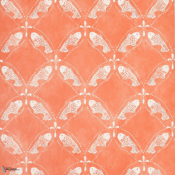Santorini wallpaper-Thibaut-Coral-Roll-Selected Wallpapers-Interiors