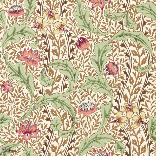 Wild Tulip & Vine wallpaper-Morris & Co-Rose/Linen-Roll-Selected Wallpapers-Interiors