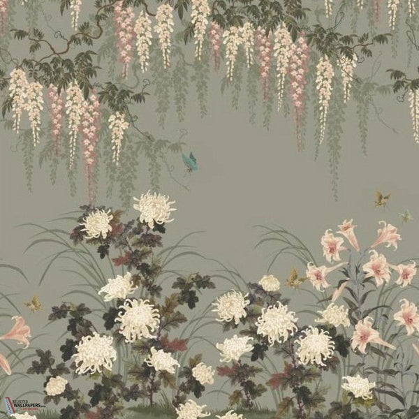 Wisteria Bloom wallpaper-1838 wallcoverings-Dark sage-Set-Selected Wallpapers-Interiors