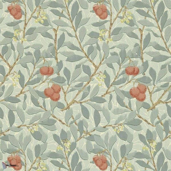 Arbutus wallpaper in Blue/Pink van Morris & Co