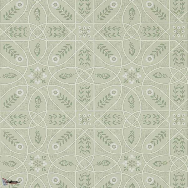 Brophy Trellis wallpaper in Sage Linnen van Morris & Co