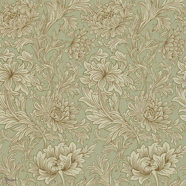 Chrysanthemum Toile wallpaper in Eggshel/Gold van Morris & Co