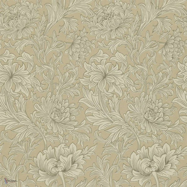 Chrysanthemum Toile wallpaper in Ivory/Gold van Morris & Co
