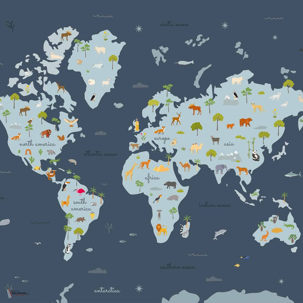 Animal Map Tapete in Wave von Coordonne