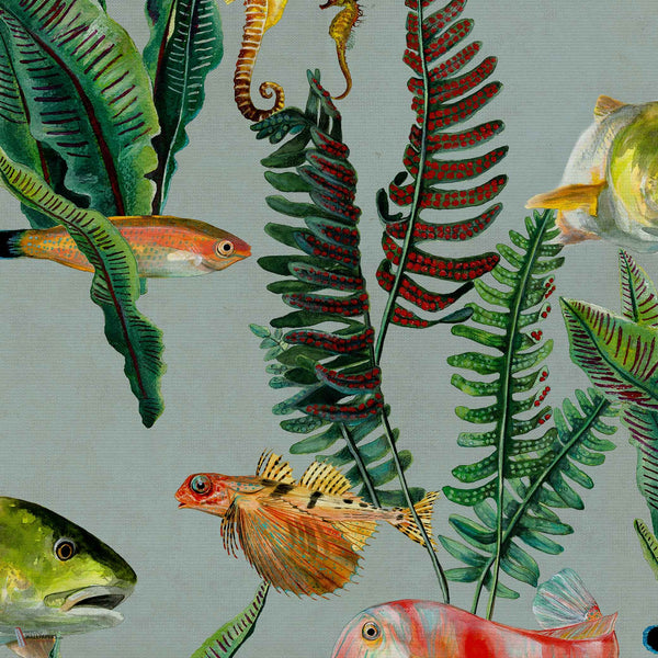 Bank of Fish Tapete in Cyan von Coordonne