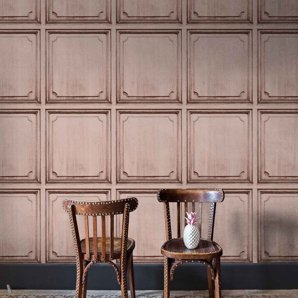 Boiserie wallpaper in Rose by Coordonne — interior