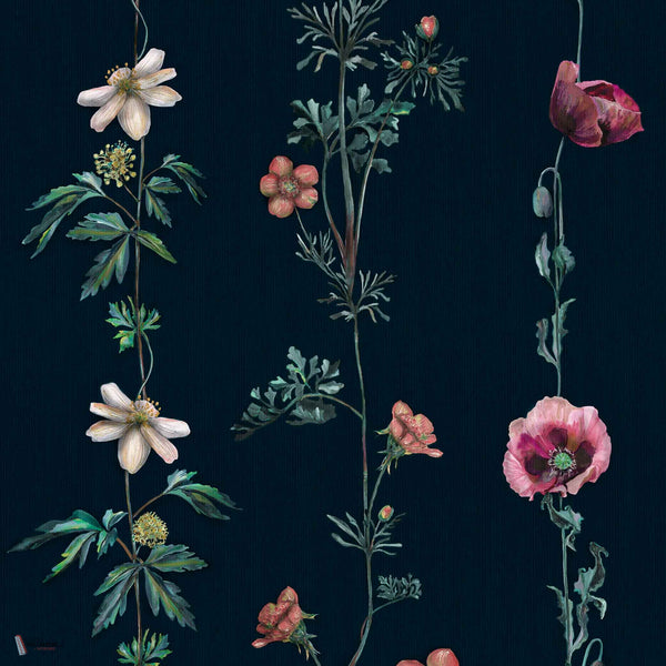 Climbing Flowers wallpaper in Marine by Coordonne