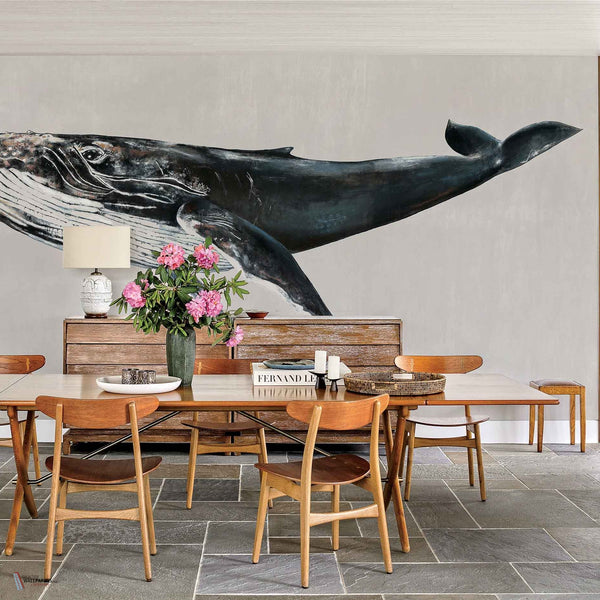 Humpback Whale wallpaper in Grey by Coordonne — interior