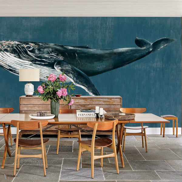 Humpback Whale wallpaper in Vintage by Coordonne — interior