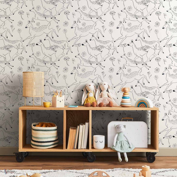 Jumping Bambis Tapete in Linen von Coordonne — Interieur