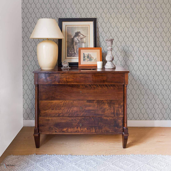 Kasuri wallpaper in Grey by Coordonne — interior