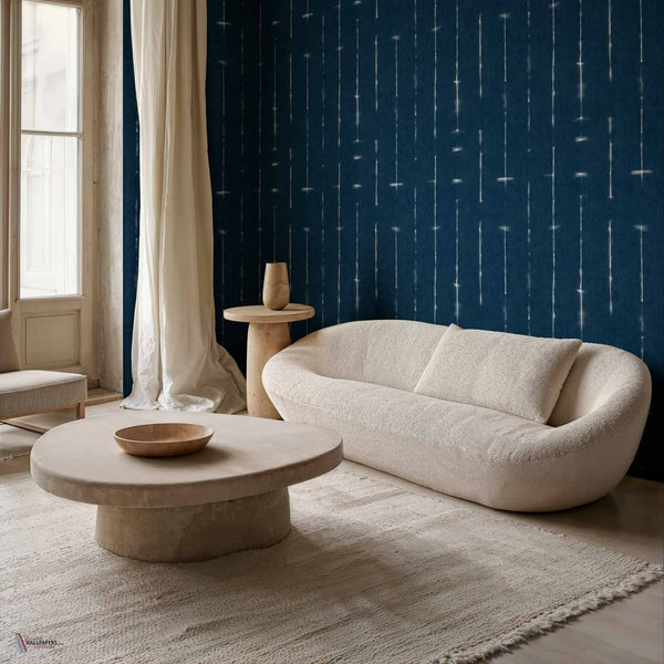 Miura wallpaper in Indigo by Coordonne — interior