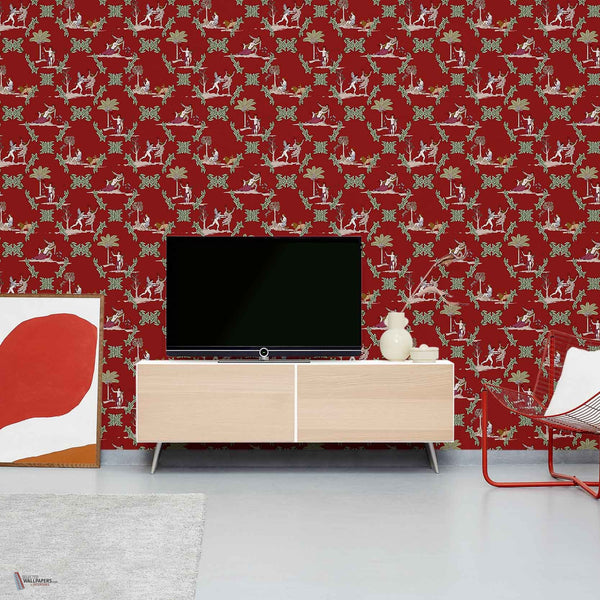 Neo-Bucolic wallpaper in Red by Coordonne — interior