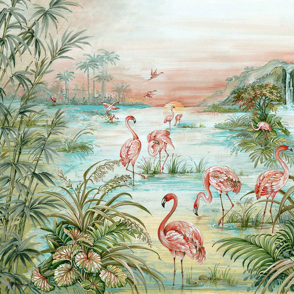 Roseus wallpaper in Aloe by Coordonne