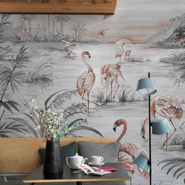 Roseus wallpaper in Chia seed by Coordonne — interior
