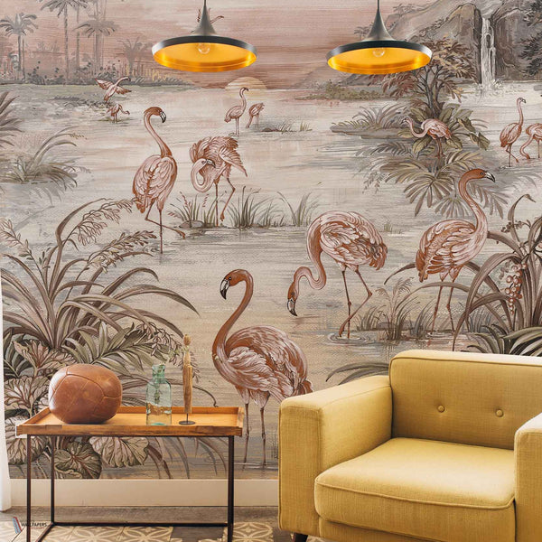 Roseus wallpaper in Rose by Coordonne — interior