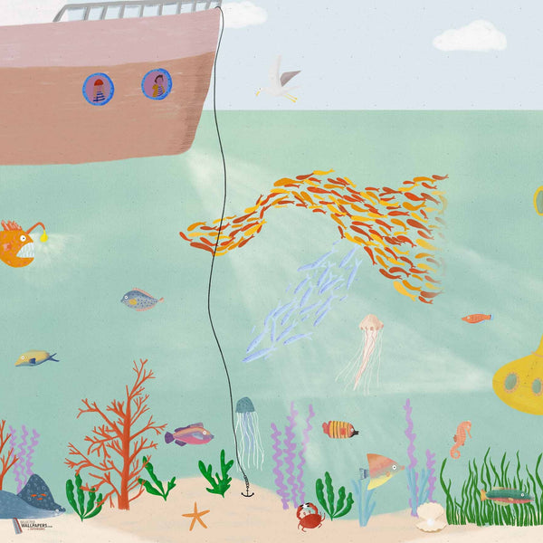 Yellow Submarine Tapete in Mediterranean von Coordonne