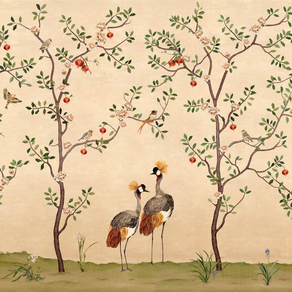 Crowned Crane wallpaper-Wallpaper-Coordonne-Nacre-Non Woven-M2-Selected Wallpapers & Interiors