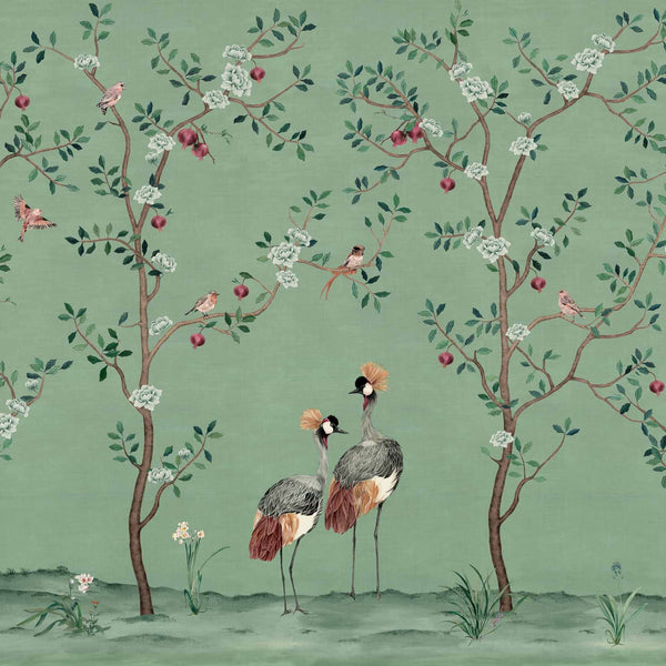 Crowned Crane wallpaper-Wallpaper-Coordonne-Turquoise-Non Woven-M2-Selected Wallpapers & Interiors