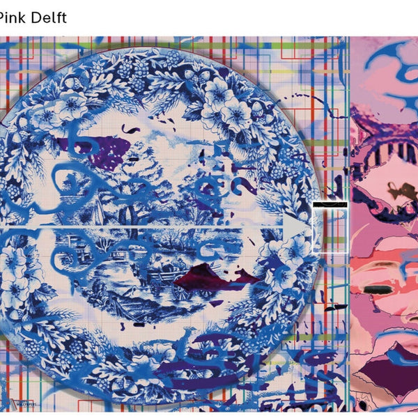 The Pink Delft wallpaper in Blue and White by Daisy James — colour swatch