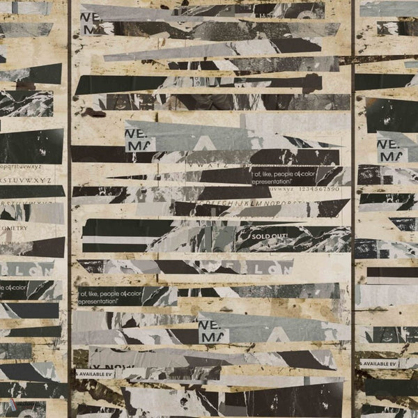 The Scraps wallpaper in Beige by Daisy James — colour swatch