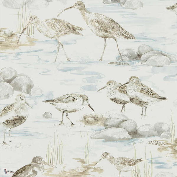 Estuary Birds wallpaper in Blue/Grey van Sanderson