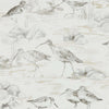 Estuary Birds wallpaper in Chalk/Sepia van Sanderson
