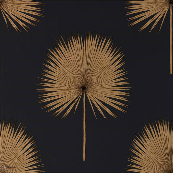 Fan Palm wallpaper in Charcoal/Gold van Sanderson