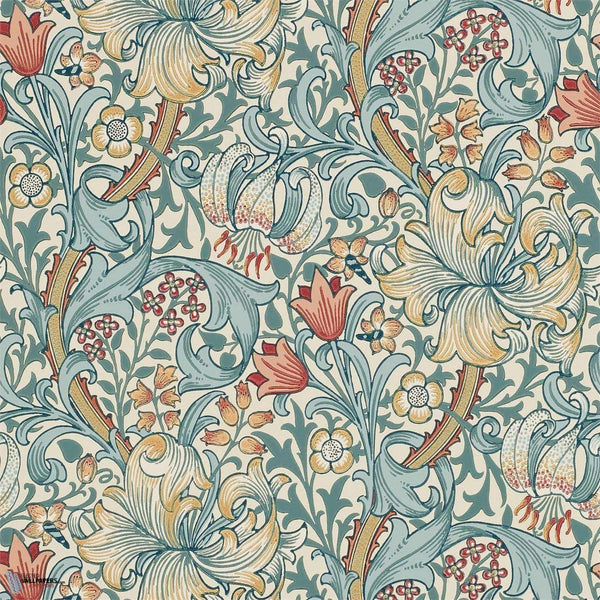 Golden Lily wallpaper in Slate/Manilla van Morris & Co