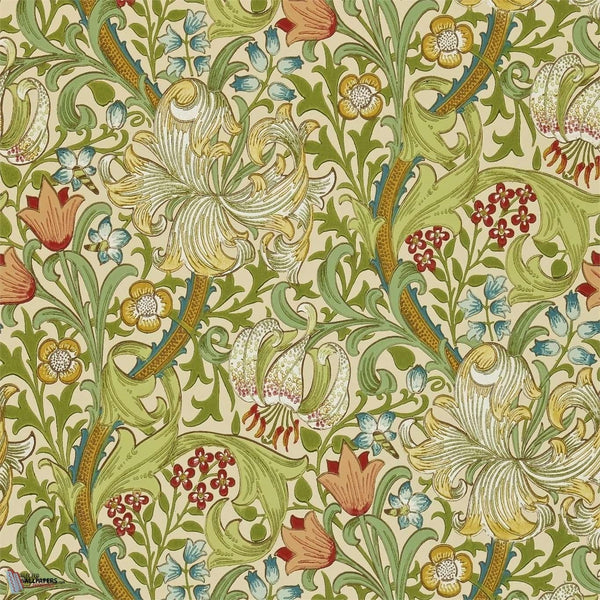 Golden Lily wallpaper in Pale Biscuit van Morris & Co