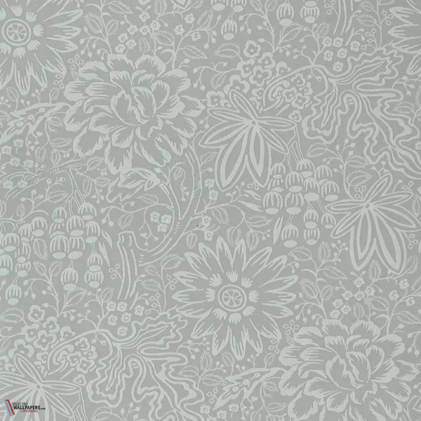 Peony Garden wallpaper-1838 wallcoverings-Pewter grey-Roll-Selected Wallpapers-Interiors