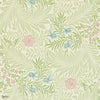Larkspur wallpaper in Green/Coral van Morris & Co