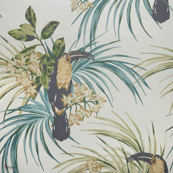 Le Toucan wallpaper in Emerald van 1838 wallcoverings