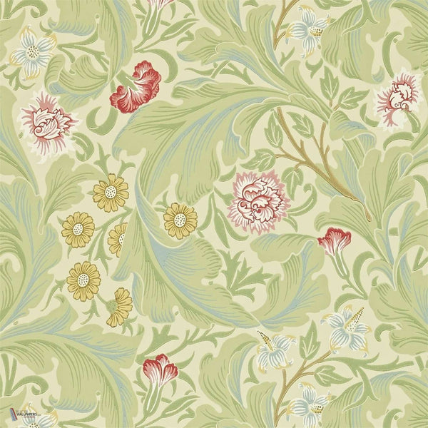 Leicester wallpaper in Green/Coral van Morris & Co
