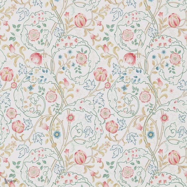 Mary Isobel wallpaper in Pink/Ivory van Morris & Co