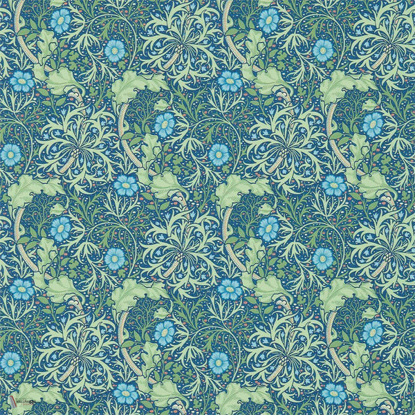 Morris Seaweed wallpaper in Cobalt/Thyme van Morris & Co